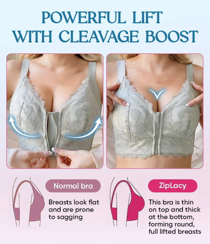 Ella Bra - Ultra Soft Front Zip Wireless Lifting Bra