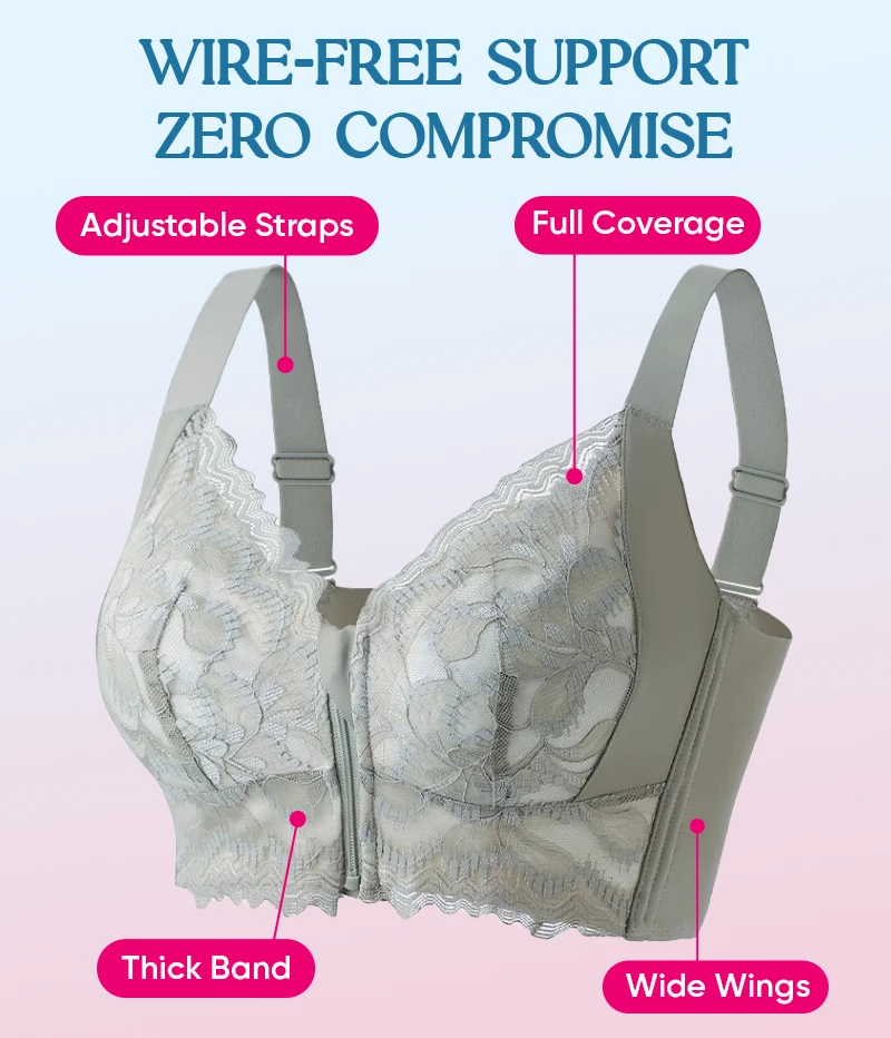 Ella Bra - Ultra Soft Front Zip Wireless Lifting Bra